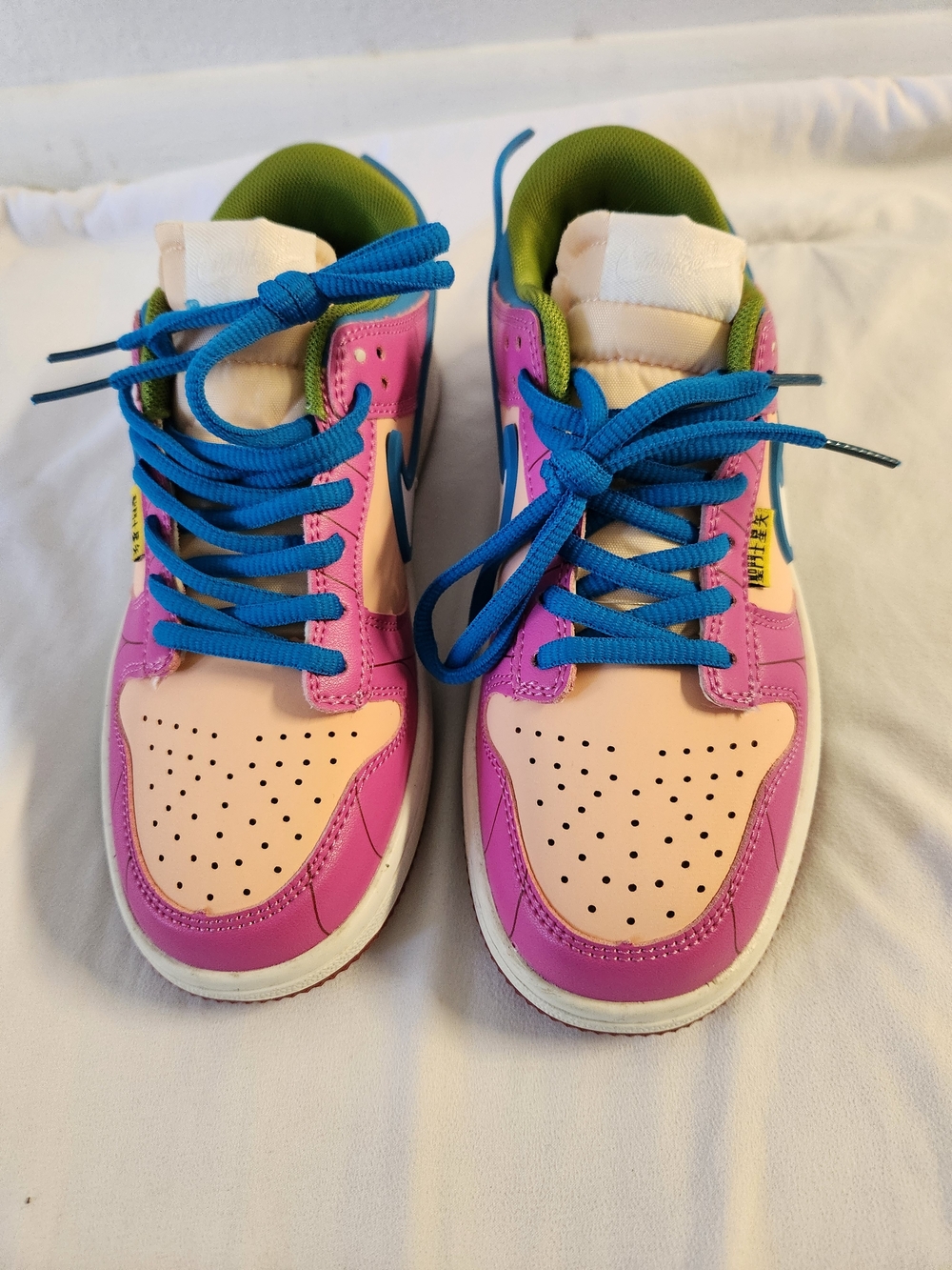 Nike Kids Low-Top Sneakers in Pink, Blue & Green